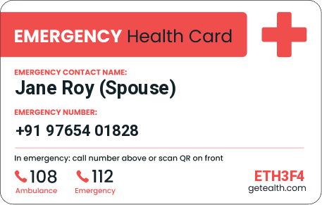 Ealth Emergency Health Card – Dark